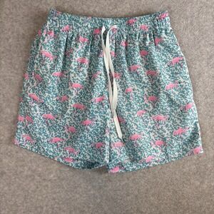 Chubbies Swim Trunks Shorts Mens Small Blue Pink Flamingo 5.5 Inseam Drawstring